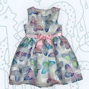 Girls' Butterfly Dress with Pink Bow
